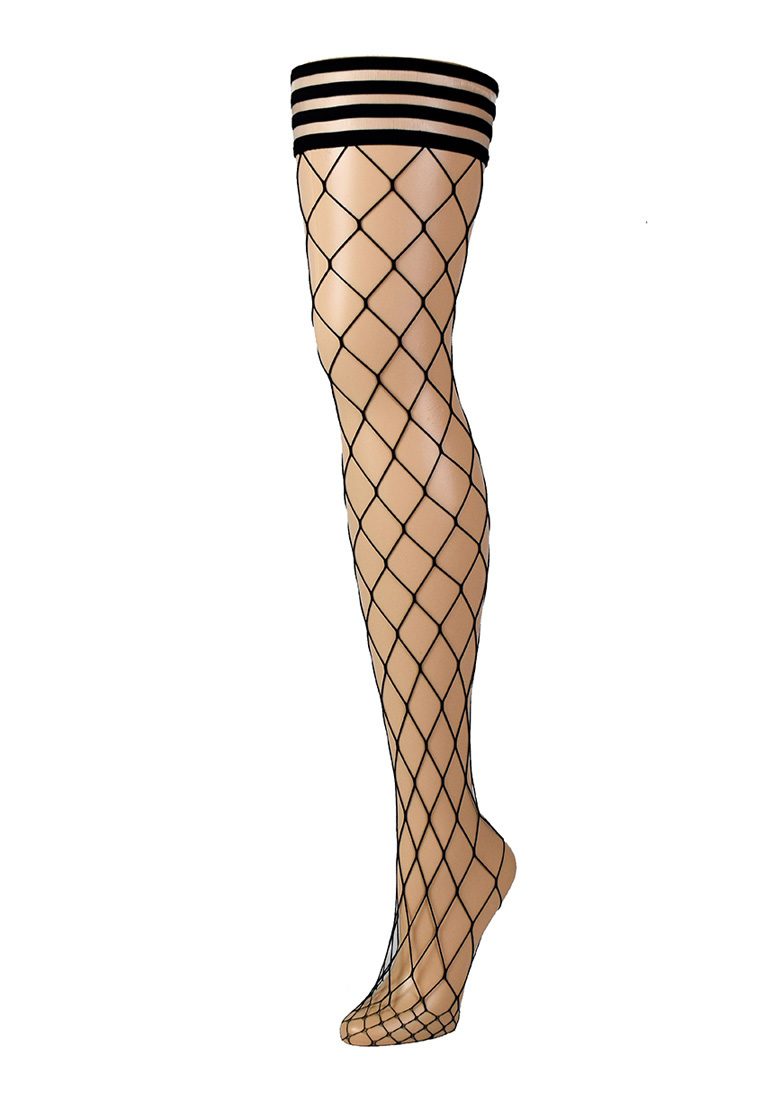 Michelle: Large Fishnet Thigh High Stockings. Petite to Plus Size